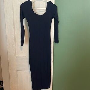 Long navy blue stretchy dress